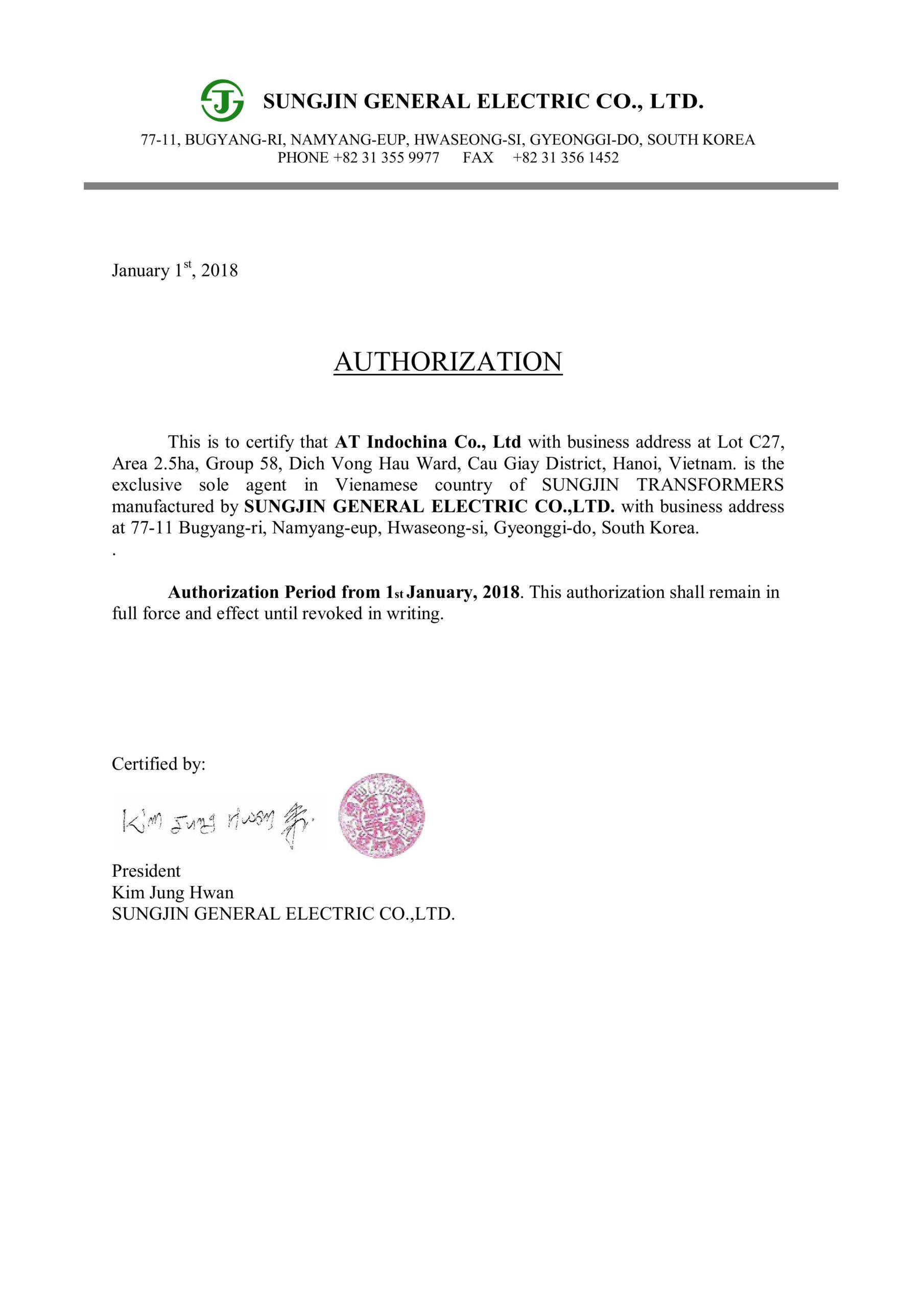 3.10 Chứng nhận phân phối MBA SungJin